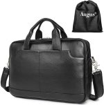 Augus Leather Laptop Briefcase for Men,Waterproof Travel Messenger Duffle Bags 15.6 Inch Laptop Bag - Image 7